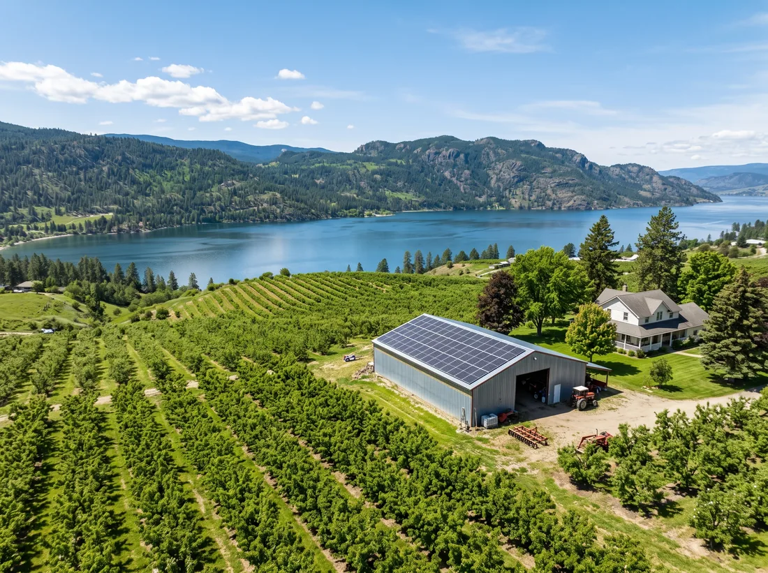 Solar panels on a property in the Lake Country area